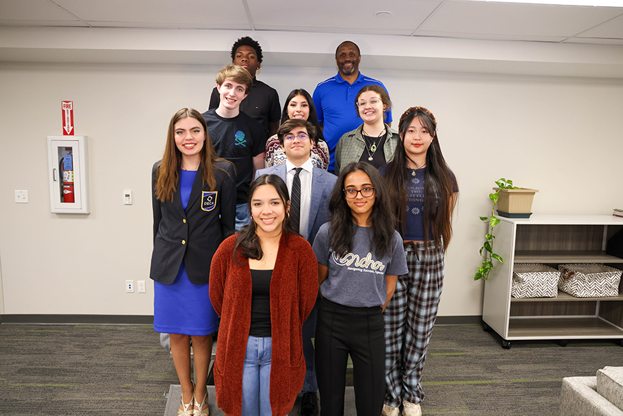 Members of the DECA team pose for a photo.